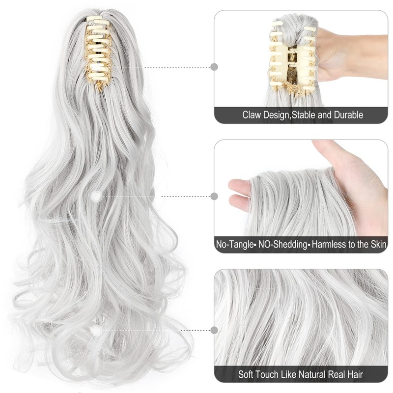 Mitrygreen Claw Clip Ponytail Extension 18" Clip in Wavy Ponytail