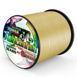Ashconfish - Línea de pesca trenzada de polietileno, 8 hebras superfuertes, resistente a la tracción, para pesca de agua salada y agua dulce, resistente a la abrasión, cero estiramiento, 300 m, 60 libras, color amarillo