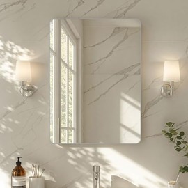 Kosmonia 36x24"Bathroom Vanity Mirror for Wall, Aluminum Framed, Farmhouse Rectangle, Anti-Rust, HD Reflection Anti-Desilvering, Distortion Free, Tempered and Shatter-Proof Wall Mounted Mirror, Silver