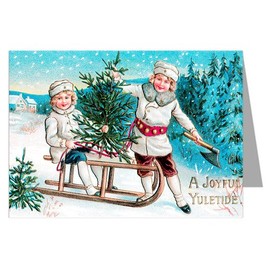 Victorian Children Picking out the Christmas Tree Vintage Holiday Note Cards Boxed Set