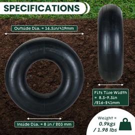 AMGSH 2 Pack 18x8.50/9.50-8 Inner Tubes, High Duty 18x6.50-8, 18x7.50-8, 18x8.50-8, 18x9.50-8, 20x8-8, 20x10-8 Universal Fit Tire Tube with TR13 Straight Valve Stem (18x8.50/9.50-8)