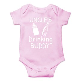 CBTwear Uncles Drinking Buddy - Nieces or Nephews Adventure - Funny One-piece Infant Baby Bodysuit, Pink, 12 Months