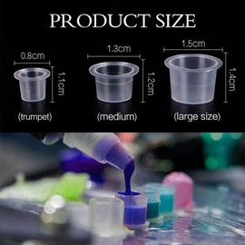 HABNI 300 Stück Kunststoff Tattoo Ink Cups Caps, 100 Kleine, 100 Mittlere, 100 Große, Wird Zum Fixieren Von Pigmenten Oder Tinte Beim Tätowieren Verwendet