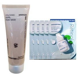 Innisfree Volcanic Pore Dual Mask 110g+Retinol Cica Trace Ampoule Gel Mask (23mL) 5 sheets / 이니스프리 화산송이 모공 듀얼 마스크110g+레티놀 시카 흔적 앰플 겔 마스크 (23mL) 5매