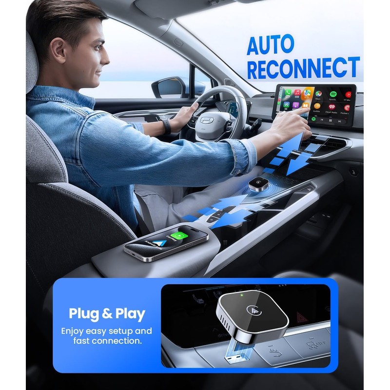 Teeran 2 in 1 Wireless CarPlay and Android Auto Adapter,