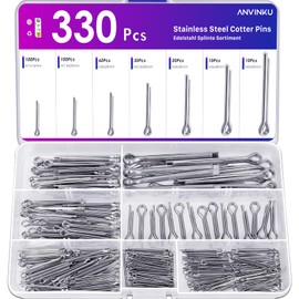 ANVINKU 330PCS Cotter Pins Assorted, 304 Stainless Steel Split Pins, 7 Sizes Cotter Pin Assortment Kit for Automotive, Mechanics, Marine Repair