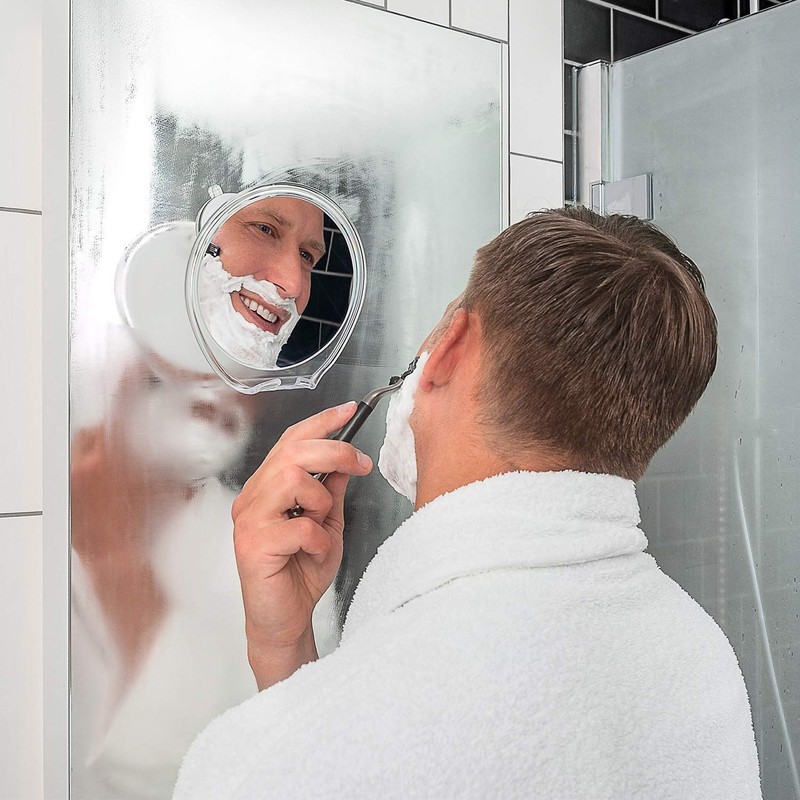 Luxo Shaving Mirror, Shower Mirror with a Razor Holder for