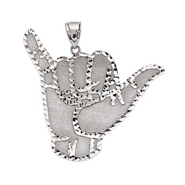 Claddagh Gold Sterling Silver Hang Loose Shaka Sign Pendant