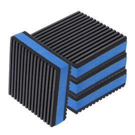 sourcing map 4pcs Anti Vibration Pads for Washing Machine, 3'' x 3'' x 7/8'' Vibration Damping Pads Sound Isolation Ribbed Rubber Mats with EVA Center Vibration Isolation Pads, Black/Blue