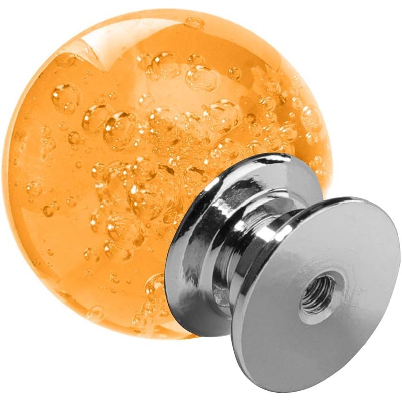 12 Pcs 30mm Round Bubble Crystal Glass Cabinet Knobs with