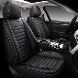 MINGBRON Car Seat Covers Full Set, Seat Covers for Cars, Black Car Seat Cover, Car Seat Protector Waterproof, Nappa Leather Car Seat Cushion, Car Seat Covers Front Seats and Back Fit for Most Cars