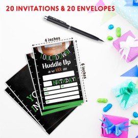 AWSICE Sports Birthday Party Invitations, Football Invite Cards (20-Pack) with Envelopes, Rugby Style Birthday Party Supplies Decorations(4"x6")-C07