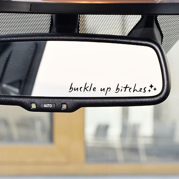 OFlyDesigns 2 x Buckle Up Rearview Mirror Decal, Car Sticker