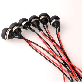 Gebildet 6pcs 12mm 3A/250VAC Prewired Waterproof Momentary Push Button SPST ON/Off,Lockless Mini Round Button for Car Trumpet,PC,Home Doorbell