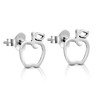 AeraVida 925 Sterling Silver Minimalist Fruit Apple Outline Stud Earrings