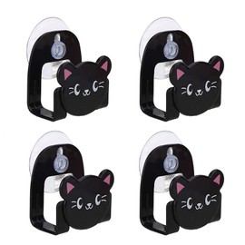 Sponge Holder, Cartoon Sink Suction Cup Holder, Mutifunctional Sucker Wall Rack, for Kitchen and Bathroom, Pack of 4, Black