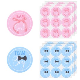 54 Pzs Pegatinas Autoadhesivas 5 cm para Revelar el Género del Bebé, en Rosa y Azul para Votar Por el Equipo de Niño o Niña Fiestas Revelación de Género Baby Shower