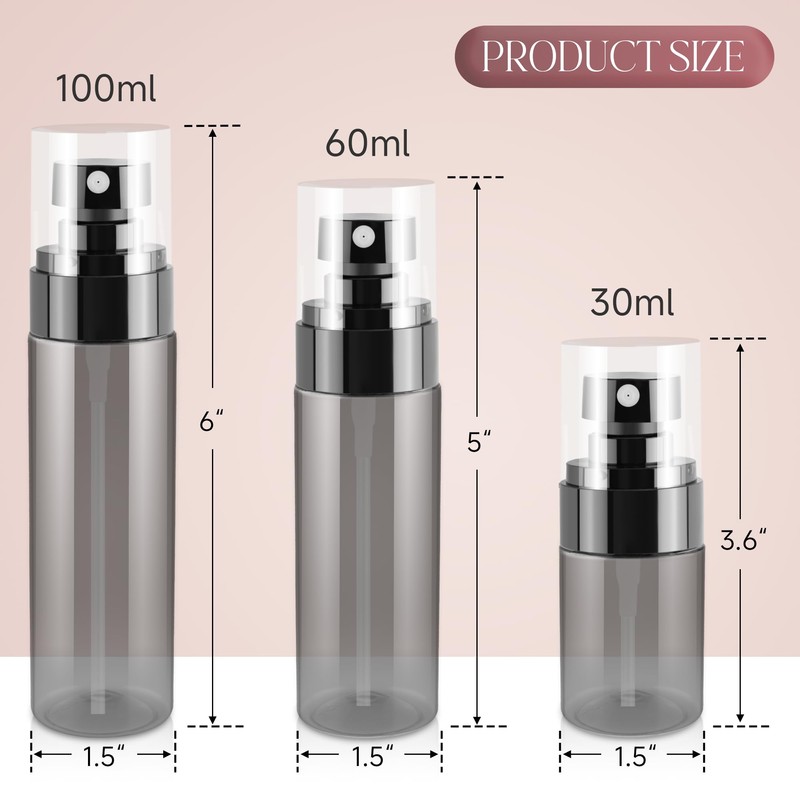 GIVITASOT 3Pack Small Spray Bottle, 1oz Black Plastic Fine Mist