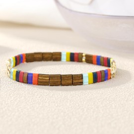 KELITCH Fashion Tila Miyuki Beaded Bracelet Colorful Elastic Stretch Bracelets Women Friendship Bracelets Birthday Presents (2B)