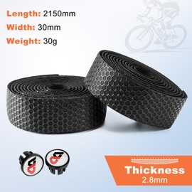 ZIMAOER Road Bike Handlebar Tape, Handlebar Tape for Road Bikes with Honeycomb Structure, Non-Slip & Shock Absorbing Gel, Comfortable and Durable, Ideal for Road Bike & Gravel (Black)
