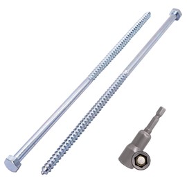 SKIR'CO (Pack of 10) DIN 571 Galvanised Steel Hex Wood Screws M8 x 260 mm Carriage Bolts Hex Bolt Fixing Screws (with Magnetic Hex Bit)