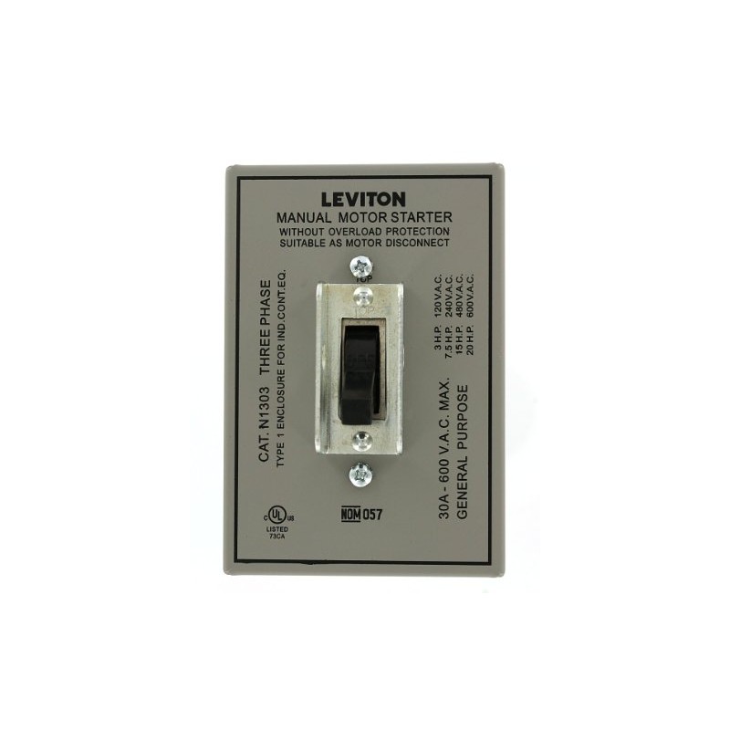 Leviton 30 Amp, 600 Volt, Toggle Three-Pole AC Motor Starter,