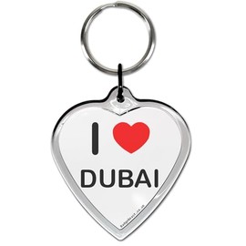 I Love Dubai Small Heart Shaped Key Ring