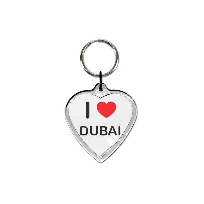 I Love Dubai Small Heart Shaped Key Ring