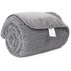 Pawque Pet Blanket 30”x40”, Waterproof Sherpa Fleece Pet Blanket Soft Breathable Throw for Dog Puppy Cat, Fluffy Premium Thermal Blanket Dog Blanket for Couches, Sofa, Bed and Car, Grey