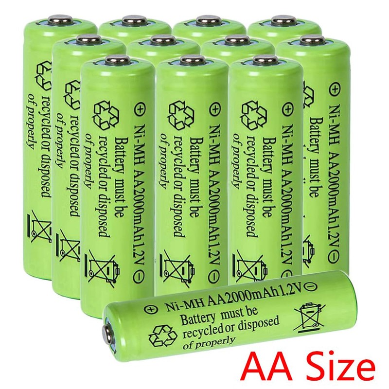 Paquete de 12 pilas AA de 2000 mAh de alta
