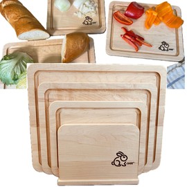 Hotot 4-Piece Maple Wood Cutting Board Set with Holder Made in USA