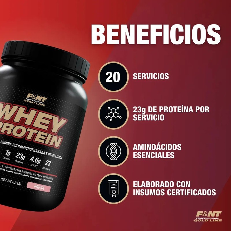Whey Protein 1,000 Gr Alfa-lactoalbúmina Fnt Sabor Fresas Con Crema