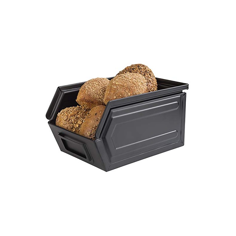 APS Industrial Snack Box Black Metal Box with Labelling Compartment,