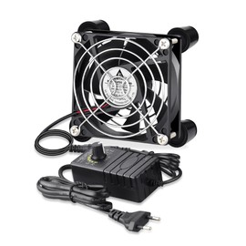 GDSTIME 80 mm Computer Fan with AC Plug 220 V 230 V 80 mm x 25 mm PC Fan Large Air Flow DC 4 V -12 V Adjustable Speed for Laptop