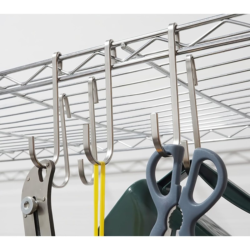 EQUIJUANCE 16 pcs,Stainless Steel S Hook Cookware Hooks, Multiple Uses,