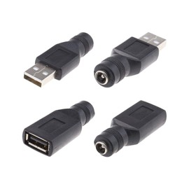 EMSea USB to 5.5X2.1mm DC Power Adapters - 2X Male and 2X Female Converters for Laptop PC 1V to 36V 5A