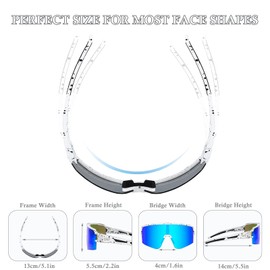 Ruikdly Polarised Sunglasses Road Bike Glasses UV 400 Protection Sunglasses Cycling Glasses MTB Protective Glasses Sports Glasses Men Women for Outdoor Sports Cycling Driving Running Golf Baseball