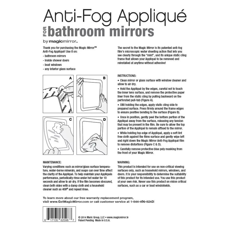 Magic Mirror™ Platinum Anti-Fog SHIELD For Bathroom Mirrors
