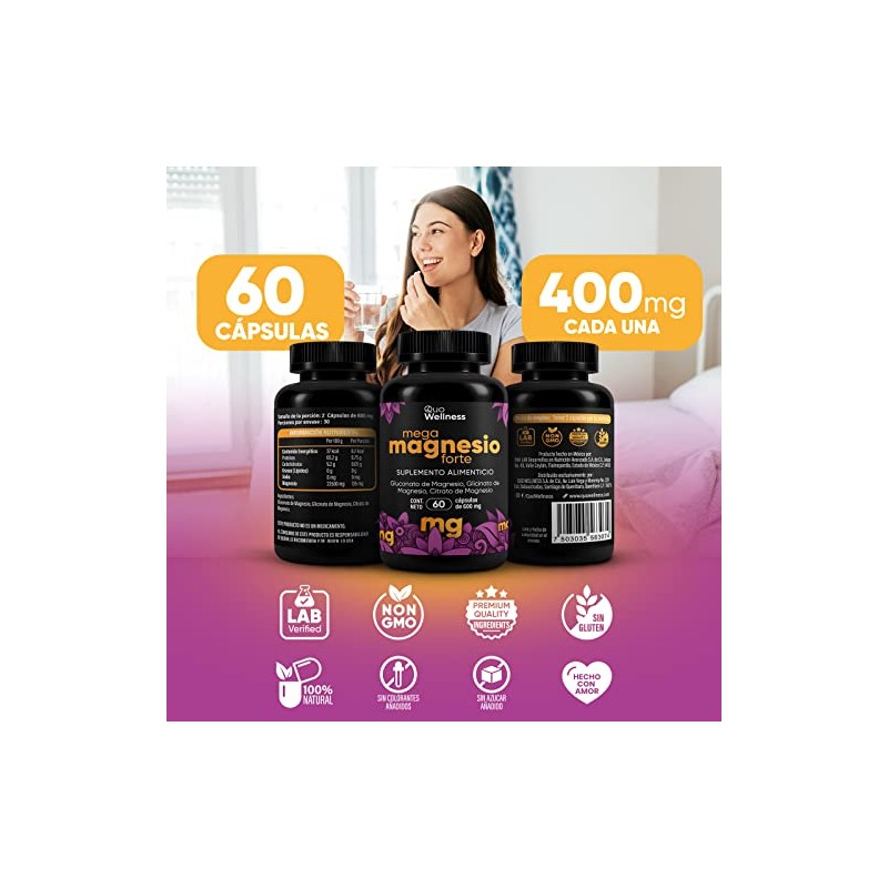 Mega Magnesio Forte | Mezcla de Magnesios Premium | Gluconato