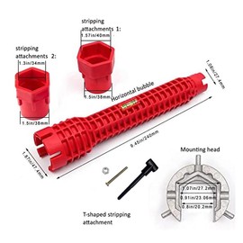 Multifunctional Faucet Wrench (1 Count), Sink Faucet Installer Tool, Basin Wrench For Small Space Toilet Kitchen Bathroom, Men Gifts, Heavy Duty, Hardware, Ratchet, Hand Tools, Handle:_Red_8 in 1