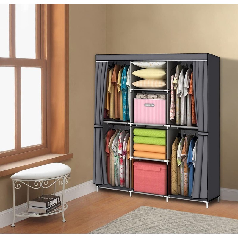 YOUUD Portable Clothes Storage Closet Organizer - Gray
