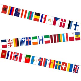 Jc.upin Eurovision Party Decorations, Bunting, 37 National Flags Song Contest Liverpool UK 2023 Celebration Themed Fabric for Garden, Bar, Restaurant and Street Decoration, 20230223OZGCDSLQ-JJ XLUK
