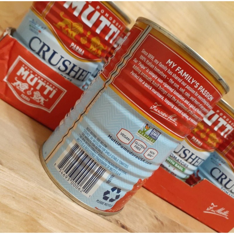 MUTTI 6 CANS: Mutti Finely CRUSHED CHOPPED Tomatoes with Basil
