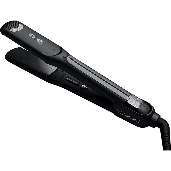 Black Titanium Flat Iron, 450°F Max - Regis DESIGNLINE, Powered by CROC- Professional Hair Iron Straightener with Auto Shut Off