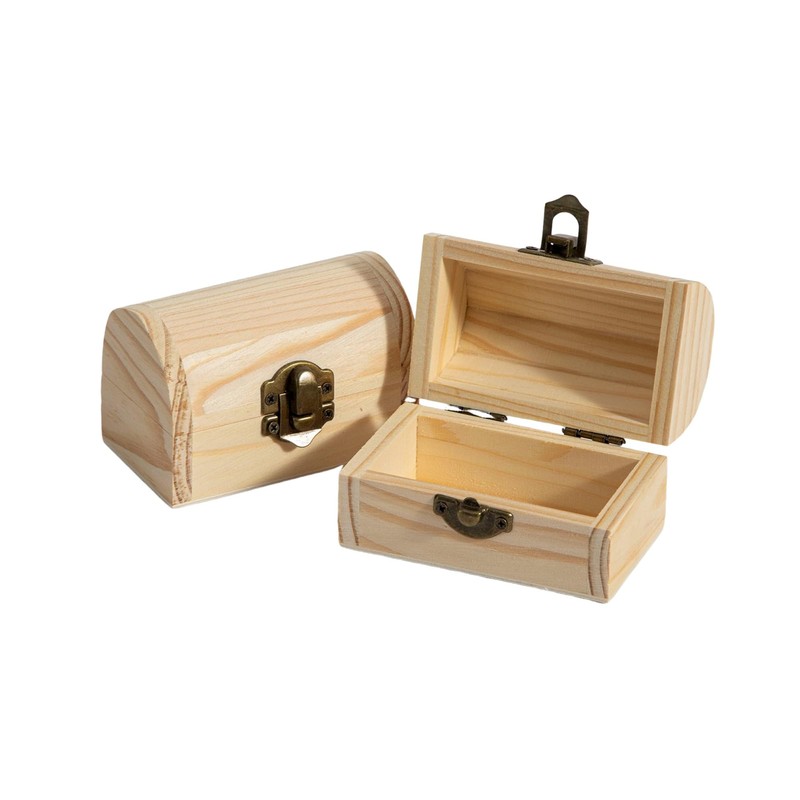 24 Piece Small Wooden Box Unfinished Wooden Treasure Box with