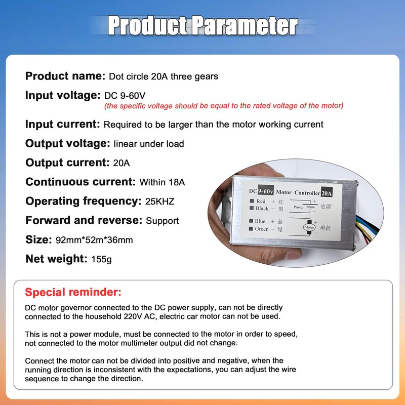 HUSETOO DC Motor Speed Controller ，DC 12V 24V 36V 48V
