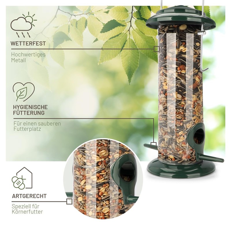 wildtier liebe Körner Feeding Column, Bird Feeder 23.5 cm, Green