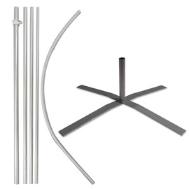 15ft Windless Banner Flag Pole & Silver X-Stand - 6 Piece Kit
