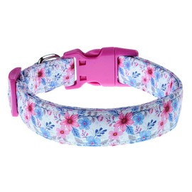 YLrank Dog Collars with Floral Flower Watermelon Patterns - Soft Adjustable Fancy Floral Dog Collars for Small Medium Large Dogs - Cute Design for Boys Girls Male Female Dog Pet Collar(Blue Floral,XS)