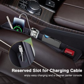 ZYMBU Car Seat Gap Filler Organizer, 2 Pack Front Seat Organizer - Universal Fit SUV Truck Console Side Storage Box for Holding Phone, Glasses, Car Interior Accessories